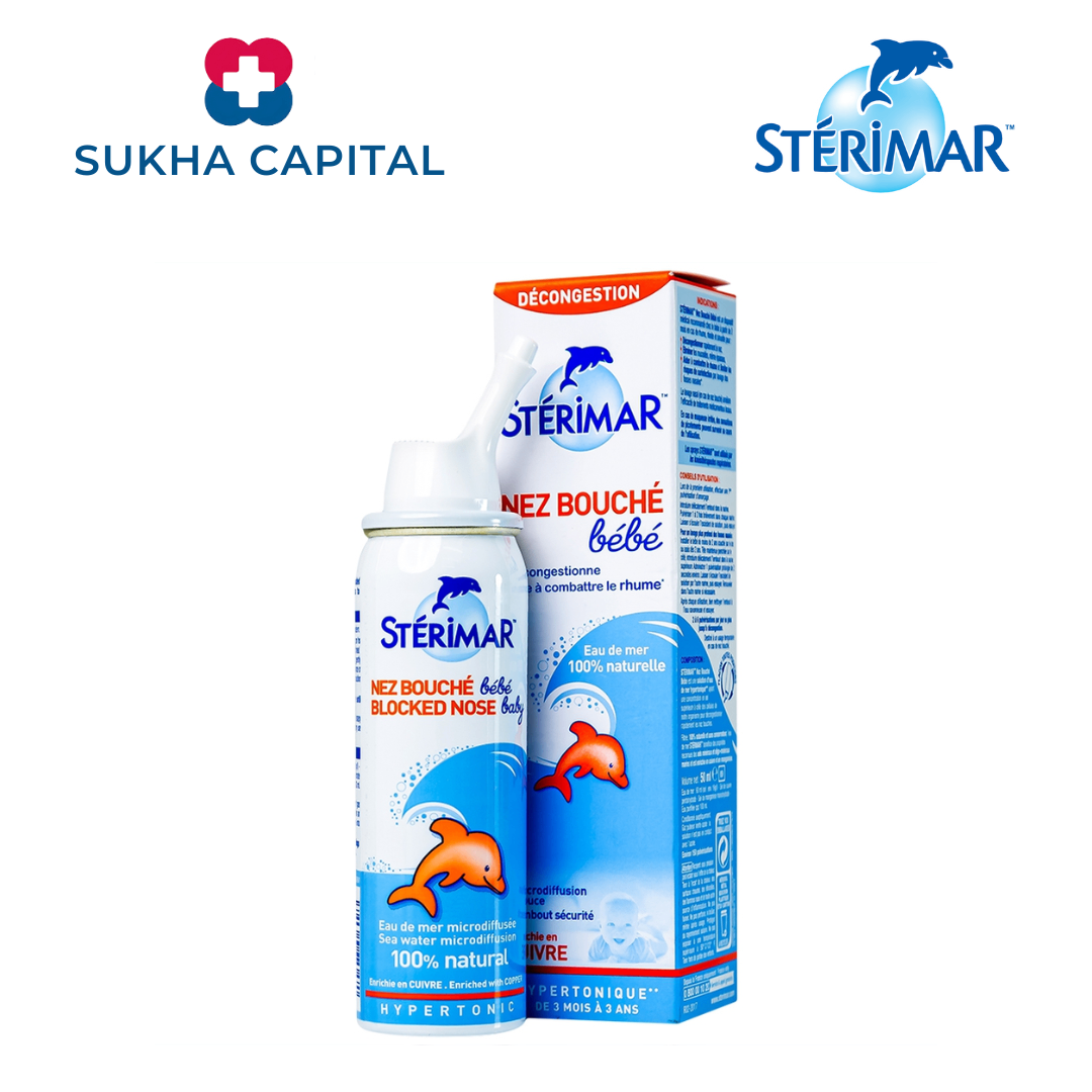 Sterimar Blocked Nose Baby Xịt mũi cá heo cam giảm sổ mũi cho bé Pháp (100ml)