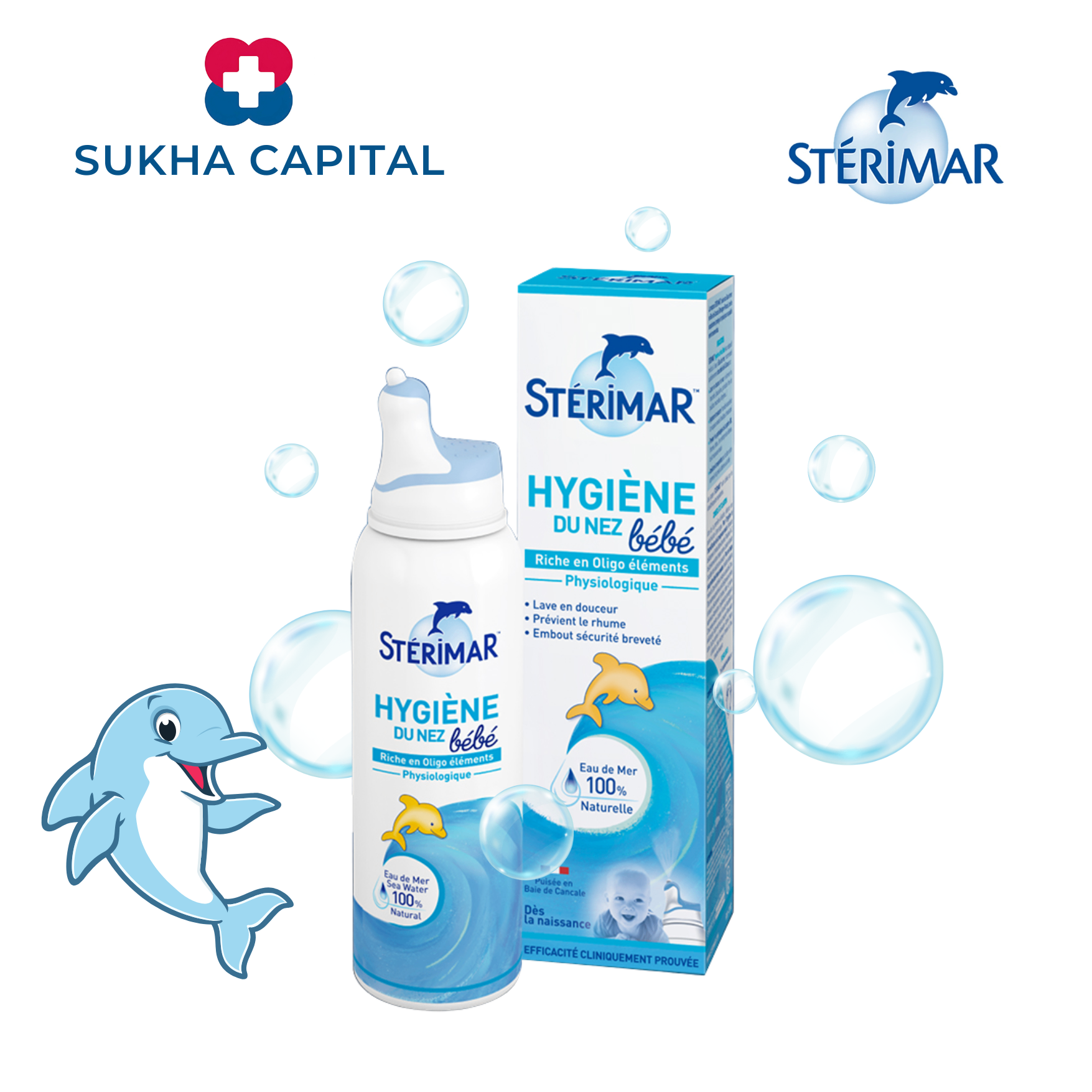 Sterimar Nasal Hygiene Baby Xịt mũi cá heo vàng vệ sinh cho bé hàng ngày Pháp (100ml)