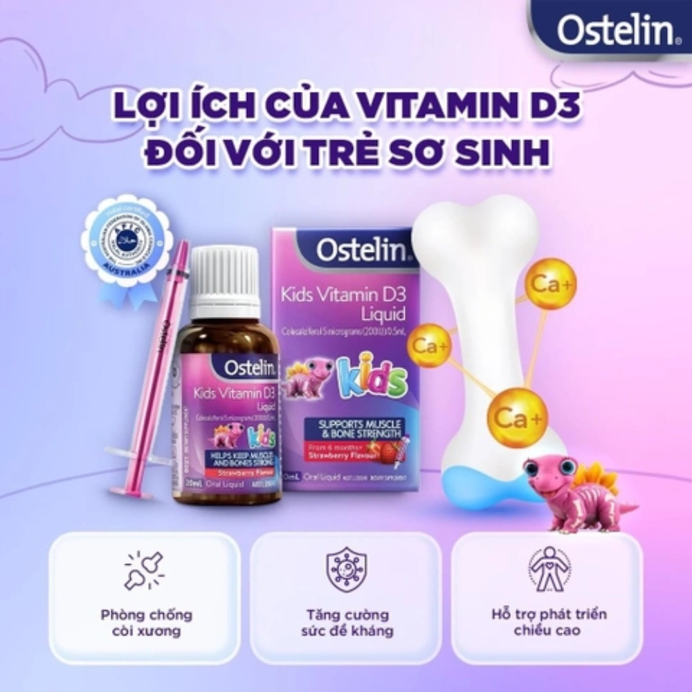 Ostelin Kids Vitamin D3 Liquid dạng nước cho trẻ từ 6 tháng Úc (20ml)