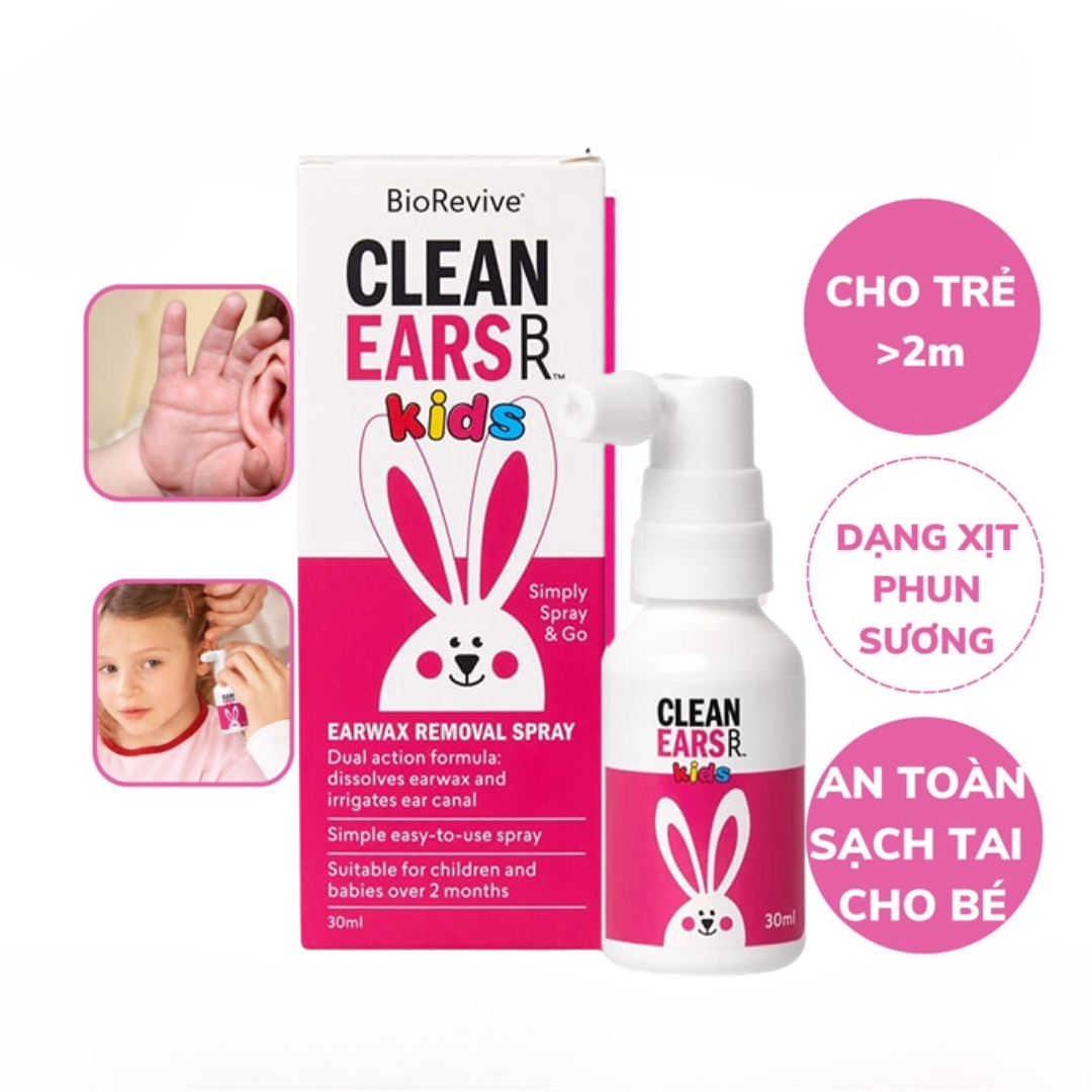 Cleanears Kids Spray Xịt tan ráy tai thỏ hồng Úc (30ml)