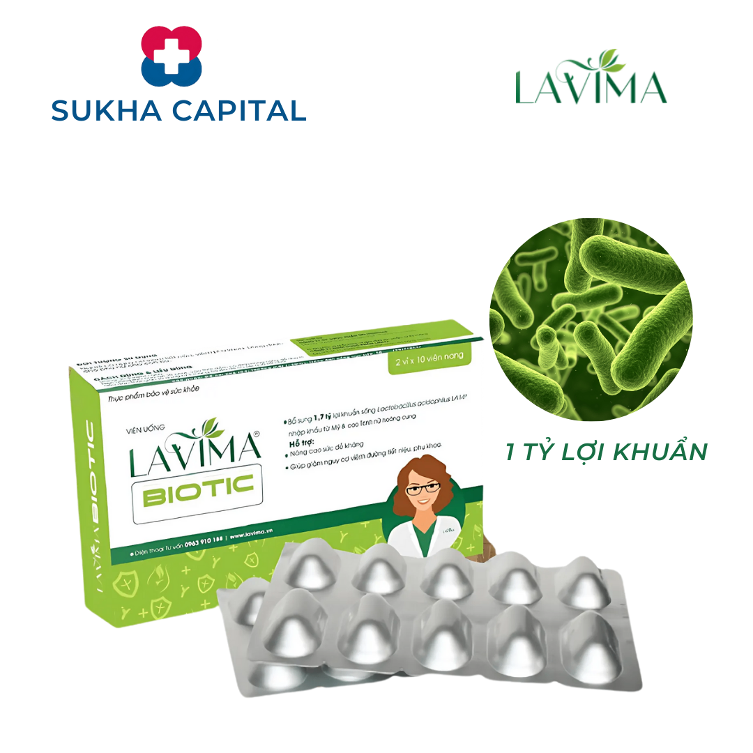 Lavima Biotic Men vi sinh phụ khoa công nghệ Mỹ hỗ trợ vùng kín phụ nữ, Việt Nam (20v)