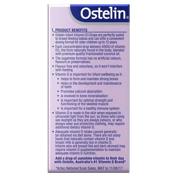 Ostelin Infant Drop Vitamin D3 dạng giọt từ sơ sinh 0-12y Úc (2.4ml)
