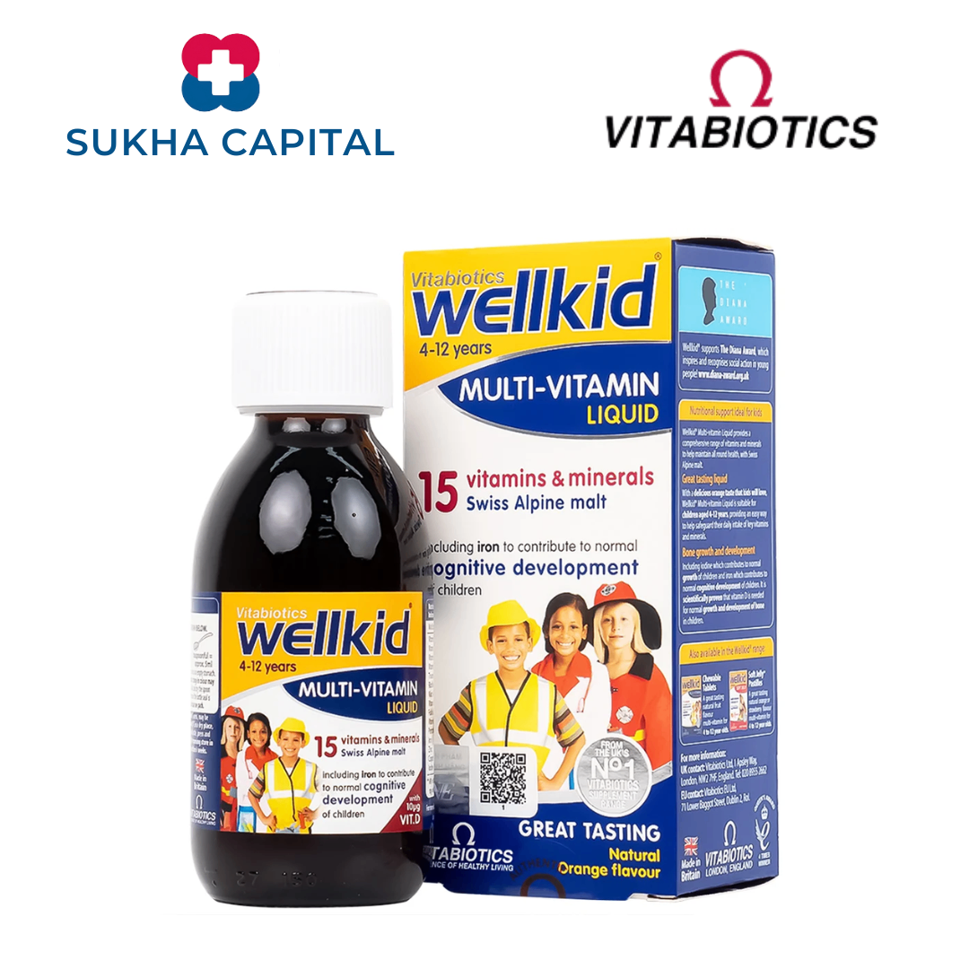 Vitabiotics Wellkid Multi-vitamin Siro 15 Vitamin tổng hợp cho bé UK (150ml)