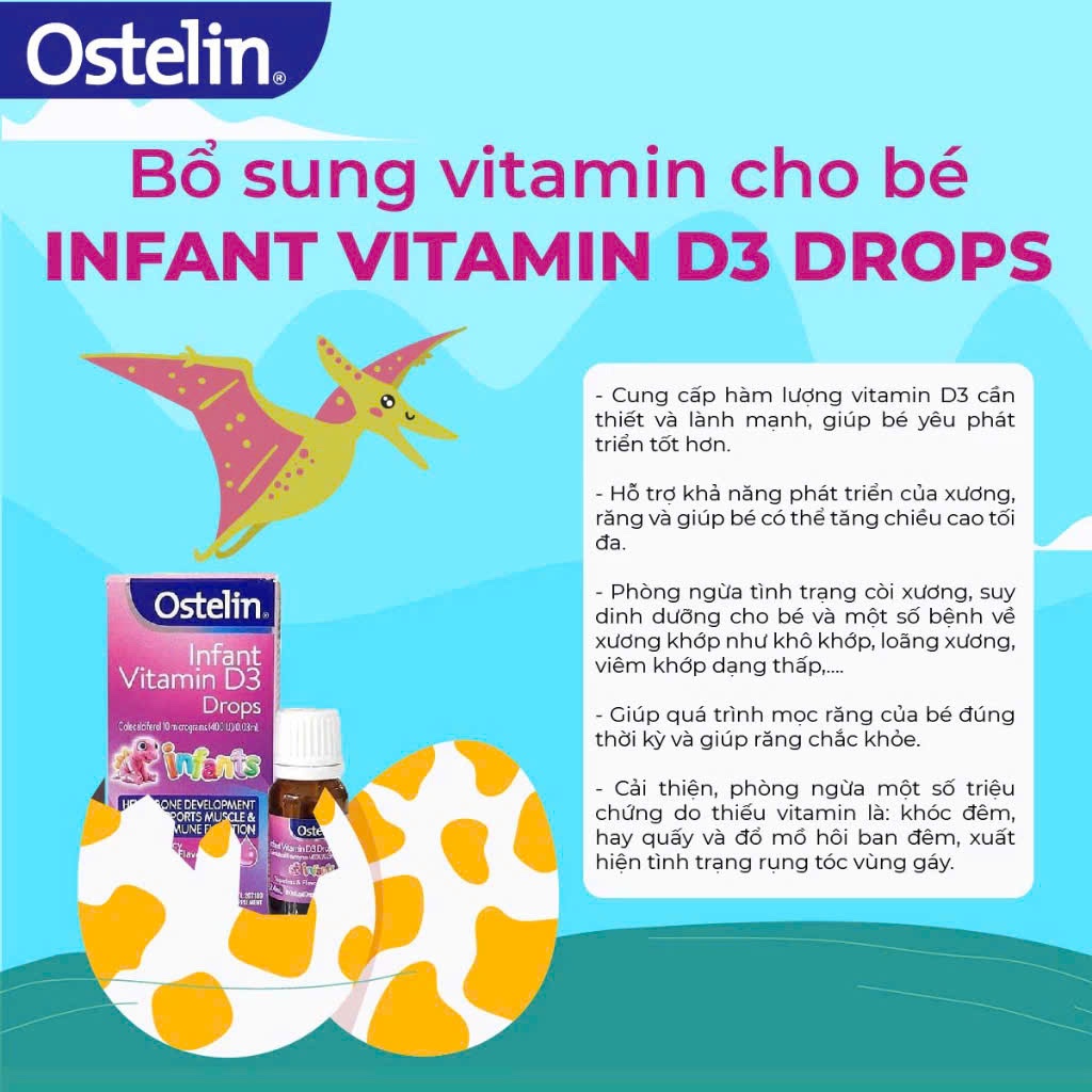 Ostelin Infant Drop Vitamin D3 dạng giọt từ sơ sinh 0-12y Úc (2.4ml)
