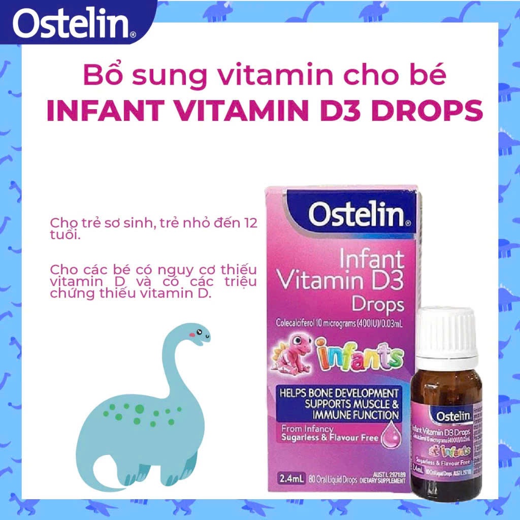 Ostelin Infant Drop Vitamin D3 dạng giọt từ sơ sinh 0-12y Úc (2.4ml)