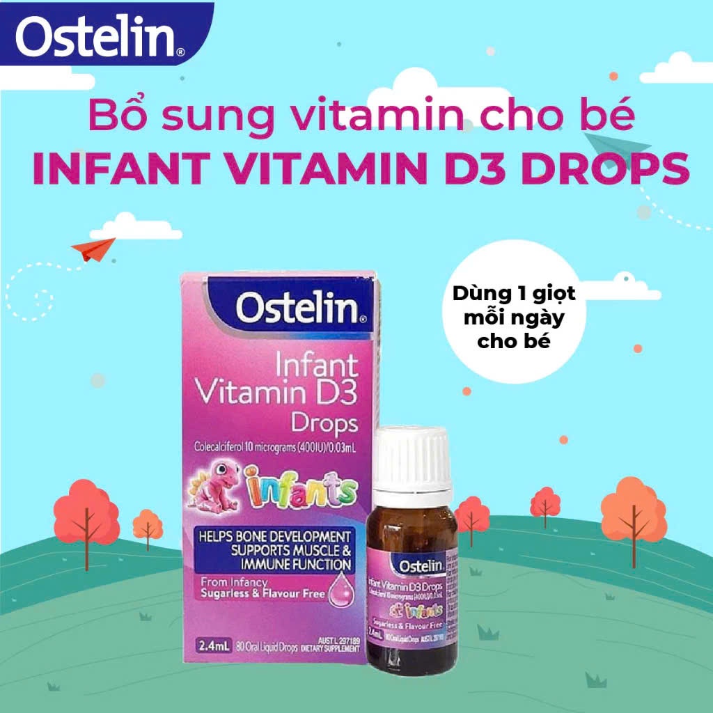 Ostelin Infant Drop Vitamin D3 dạng giọt từ sơ sinh 0-12y Úc (2.4ml)