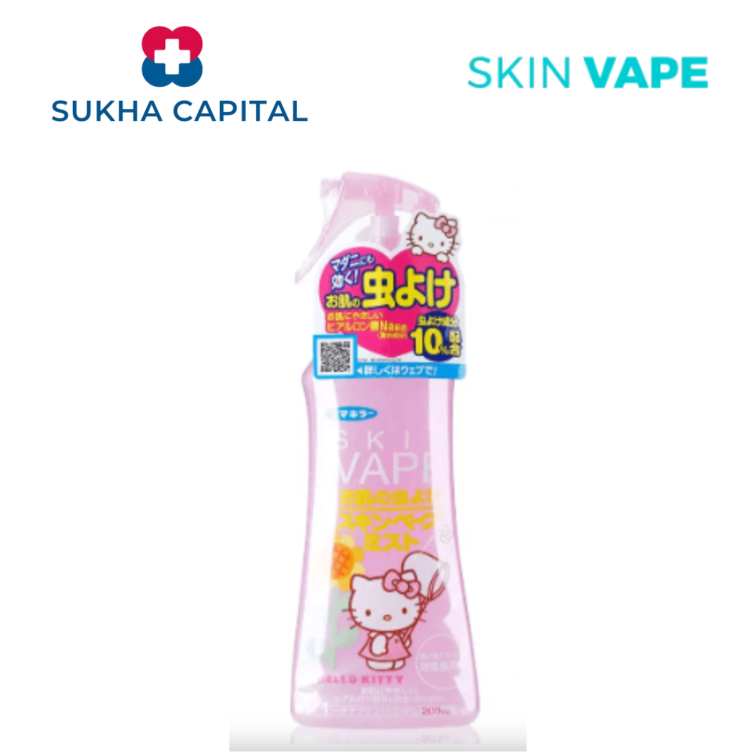 Hello Kitty Skin Vape Xịt chống muỗi, côn trùng cho bé màu hồng, Nhật bản (200ml)