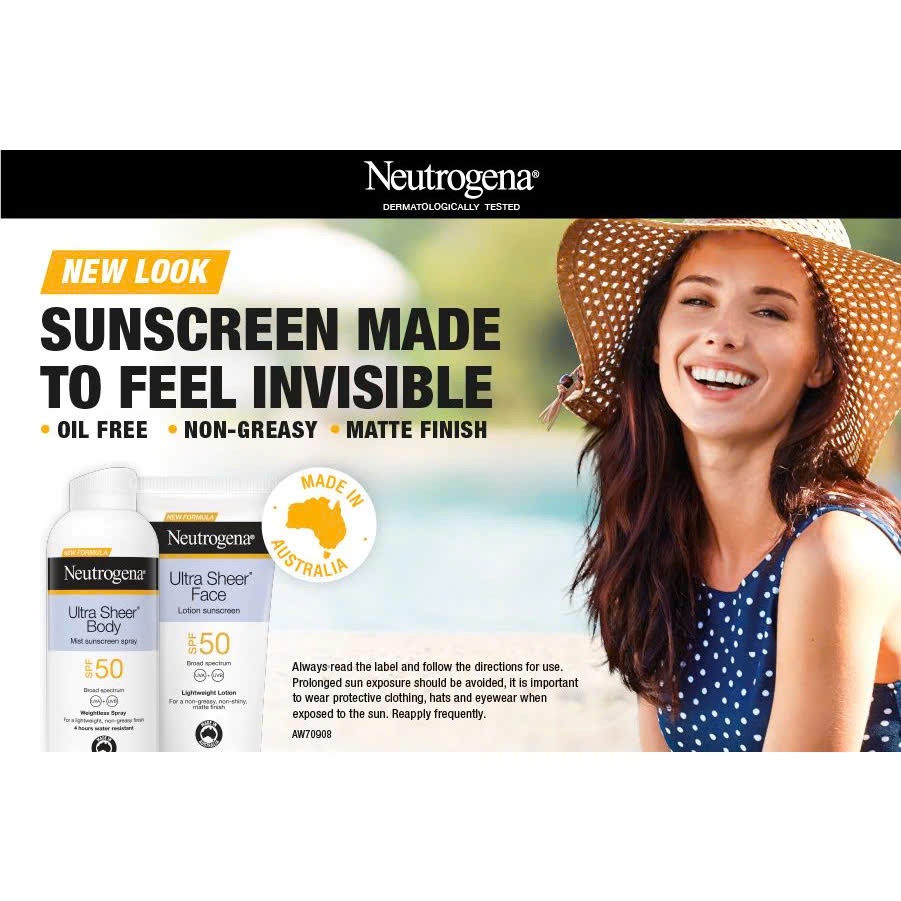 Neutrogena Ultra Sheer Body SPF 50 Kem chống nắng thân thể Úc (85ml)