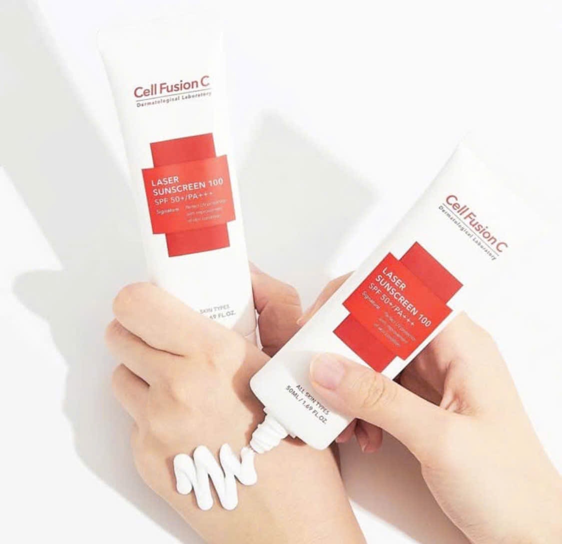 Cell Fusion C Laser Sunscreen 100 SPF50+ Kem chống nắng màu đỏ, Hàn Quốc (50ml)