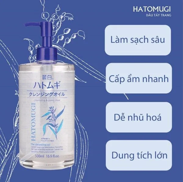 Hatomugi Cleansing & Pore Clear Nước tẩy trang, Nhật Bản (500ml dạng dầu)