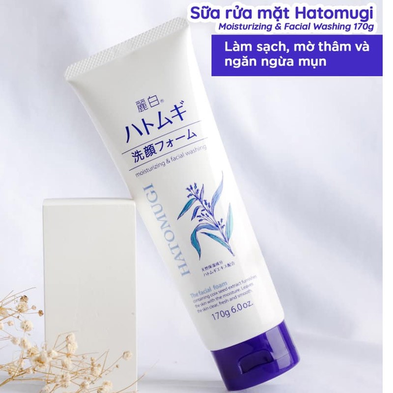 Hatomugi Cleansing Foam sữa rửa mặt trắng sáng da màu trắng, Nhật bản (170g)