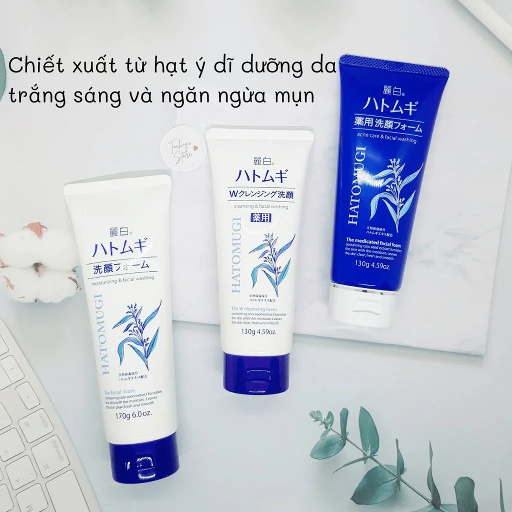 Hatomugi Cleansing Foam sữa rửa mặt trắng sáng da màu trắng, Nhật bản (170g)