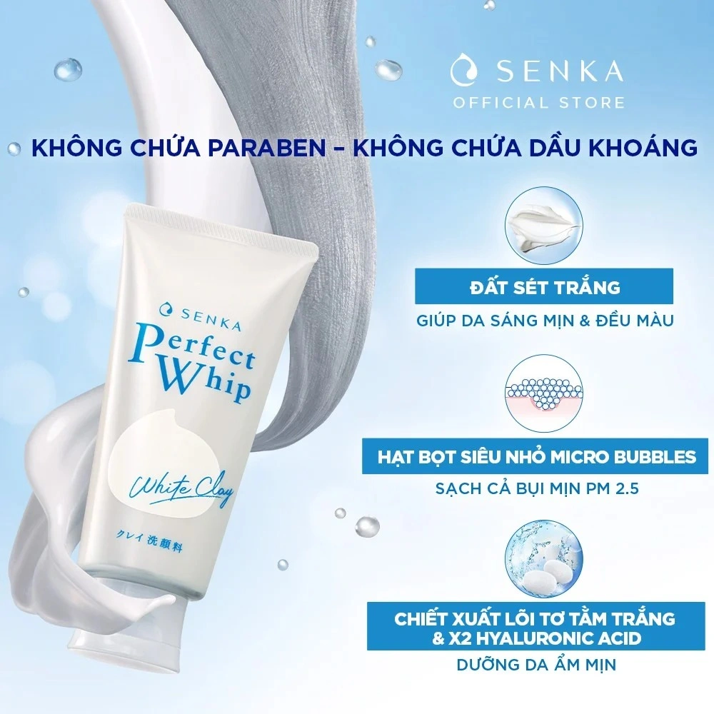 Senka Perfect Whip Sữa rửa mặt màu trắng, Nhật Bản (120g)