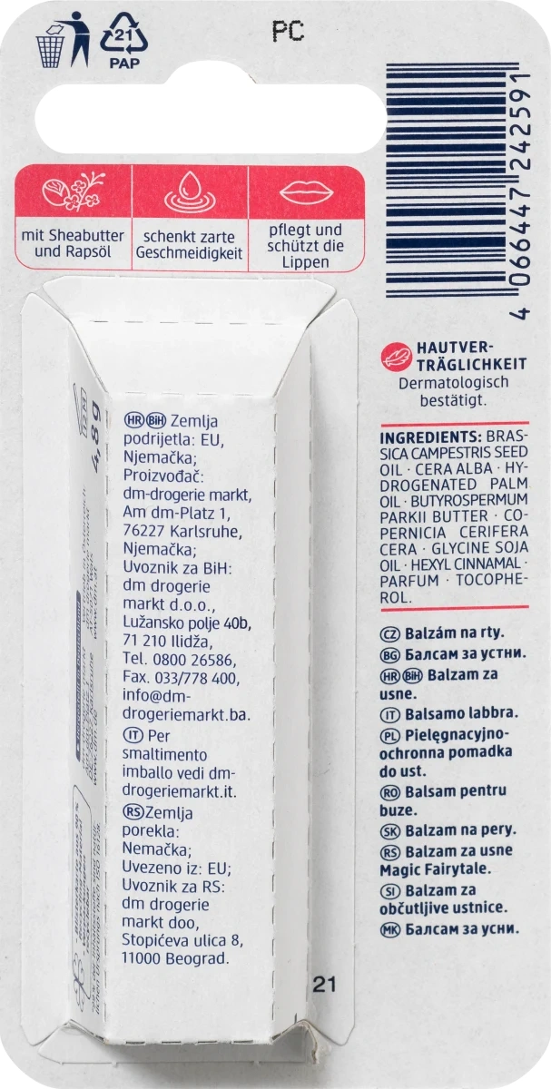 Balea Lippenpflege Son dưỡng môi chuyên sâu cho phụ nữ nhiều màu (đỏ, vàng, tím, tím nhạt) Đức, (4.8g)