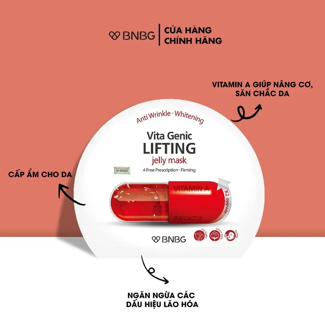BNBG Banobagi Vita Genic Lifting Jelly Mask (Vitamin A) Mặt nạ dưỡng da, Hàn Quốc (đỏ)