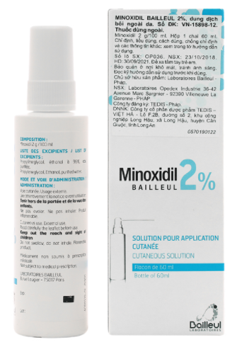 Minoxidil Bailleul 2% Xịt mọc tóc, Pháp (60ml)