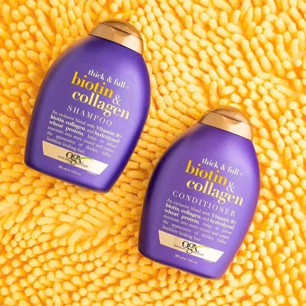 OGX Biotin & Collagen Cặp dầu gội, xả tím phục hồi hư tổn, chống rụng tóc, Mỹ hoăc Úc (2x385ml)