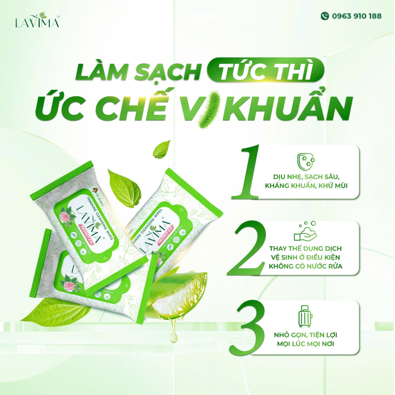 Lavima Protect 4.0 Khăn ướt vệ sinh phụ nữ, Việt Nam (10 miếng)