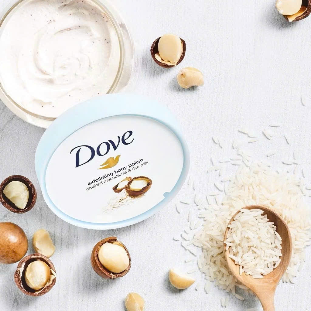 Dove Exfoliating Body Polish Tẩy da chết toàn thân bản Đức hương maccadania, Đức (225ml)