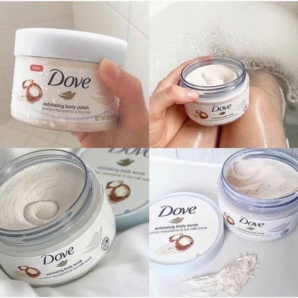 Dove Exfoliating Body Polish Tẩy da chết toàn thân bản Đức hương maccadania, Đức (225ml)
