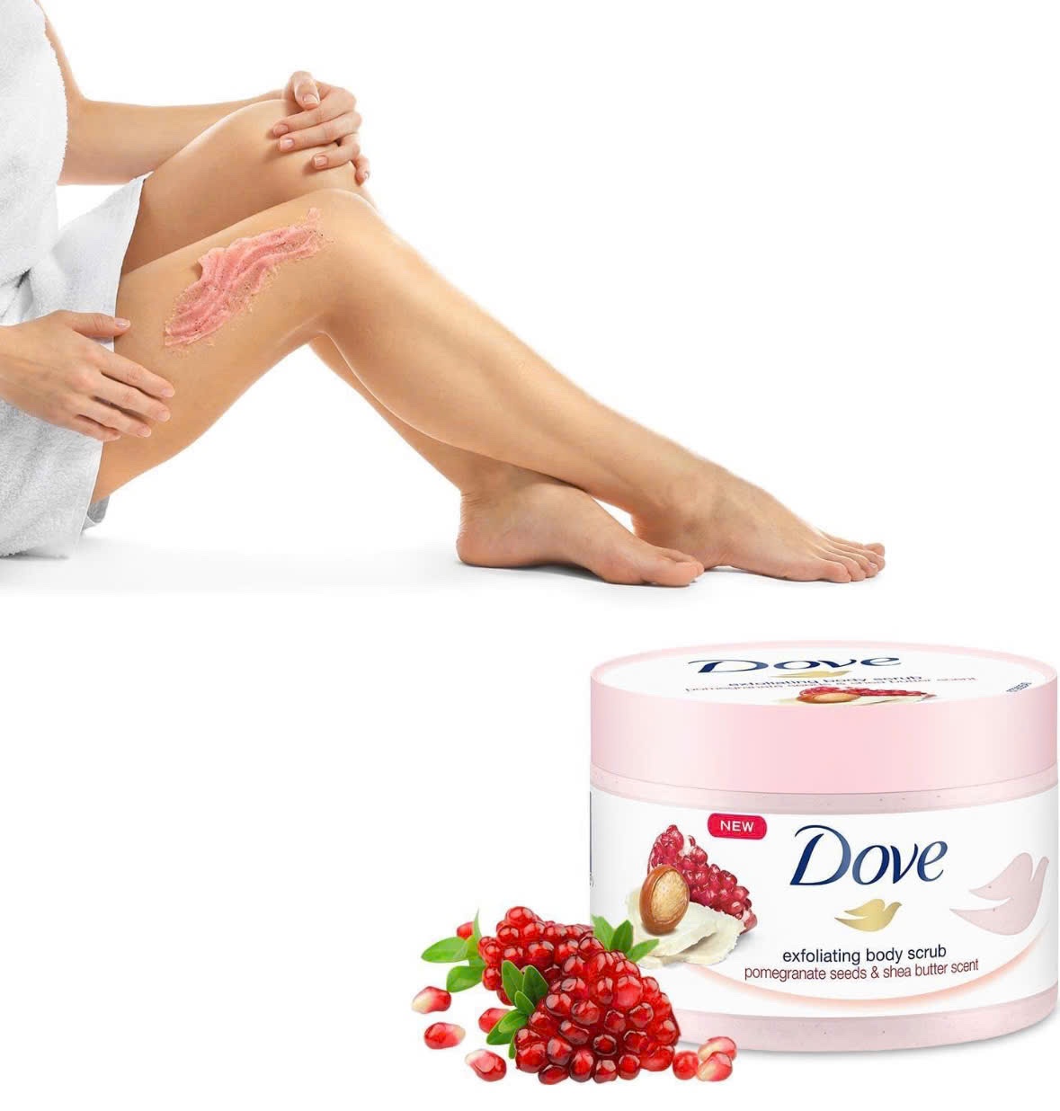 Dove Exfoliating Body Polish Tẩy da chết toàn thân bản Đức hương lựu, Đức (225ml)
