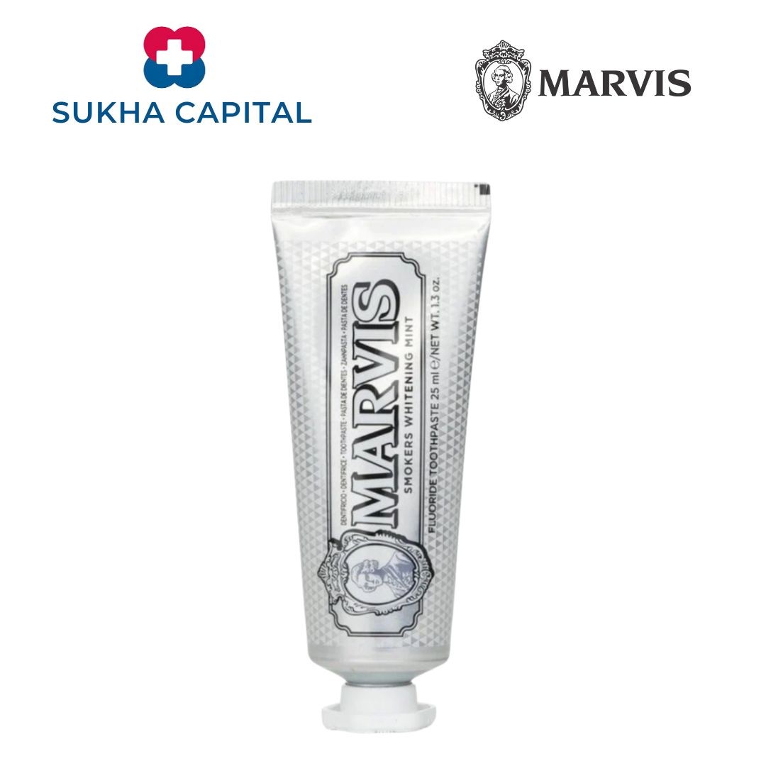 Marvis Smokers Whitening Mint Kem đánh răng cho người hút thuốc, Ý (25ml màu trắng)