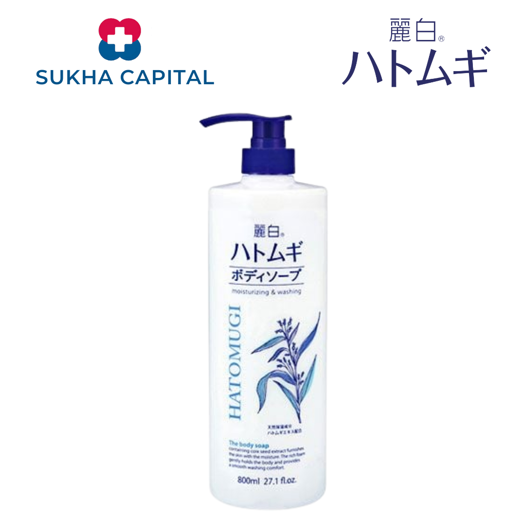 Hatomugi Moisturizing & Washing sữa tắm trắng da ý dĩ màu trắng, Nhật bản (800ml)