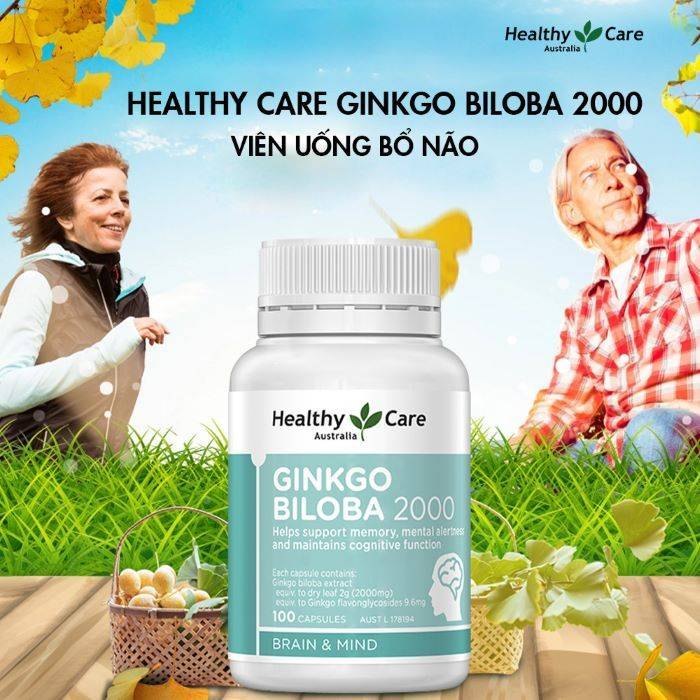 Healthy Care Ginkgo Biloba 2000mg Bổ não bạch quả Úc (100v)