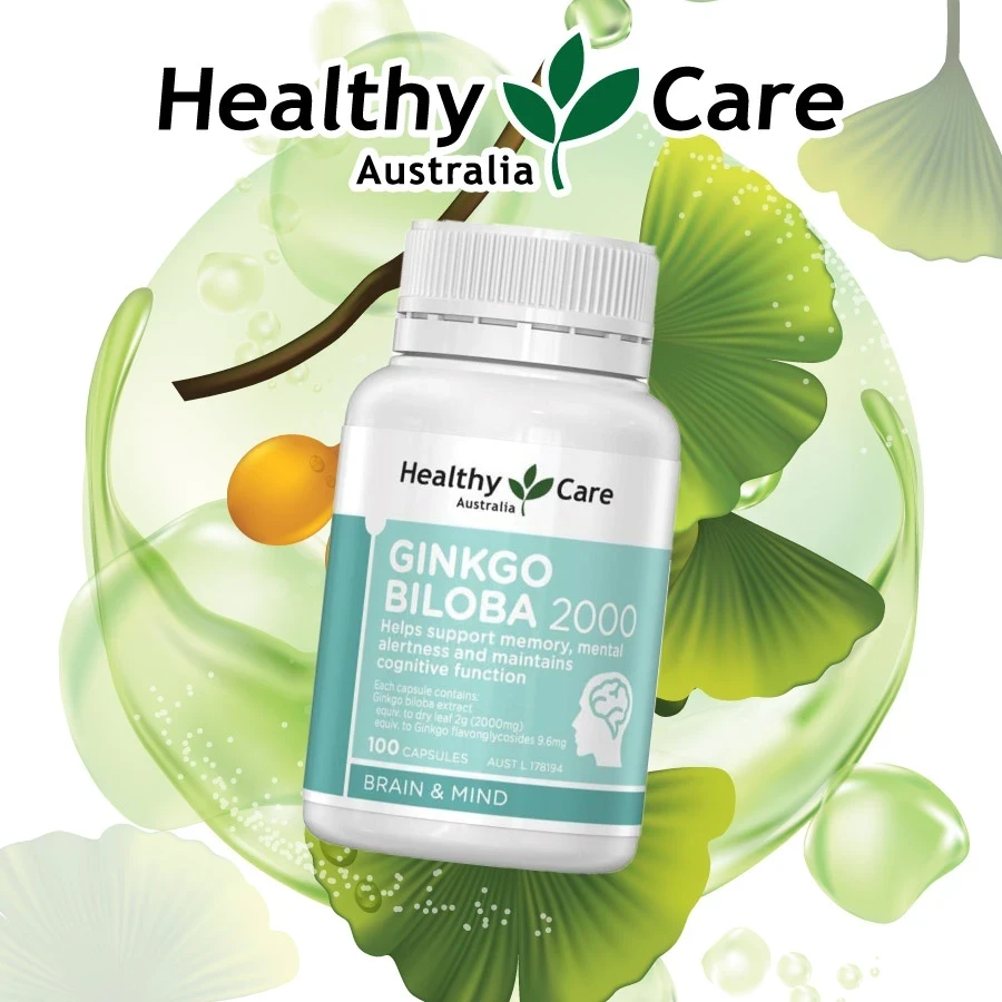 Healthy Care Ginkgo Biloba 2000mg Bổ não bạch quả Úc (100v)