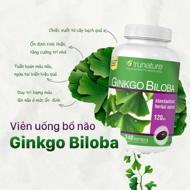 Trunature Ginkgo Biloba 120mg Viên uống bổ não, Mỹ (340v)