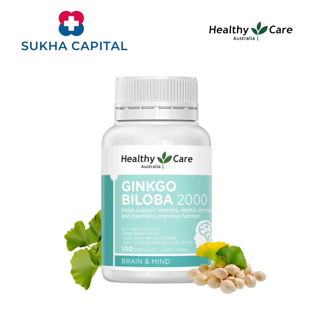 Healthy Care Ginkgo Biloba 2000mg Bổ não bạch quả Úc (100v)