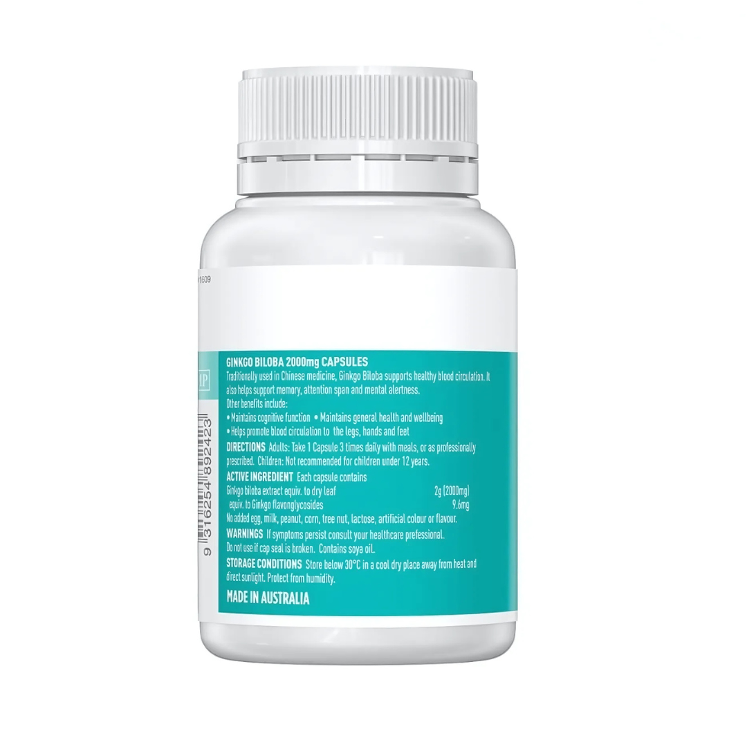 Healthy Care Ginkgo Biloba 2000mg Bổ não bạch quả Úc (100v)