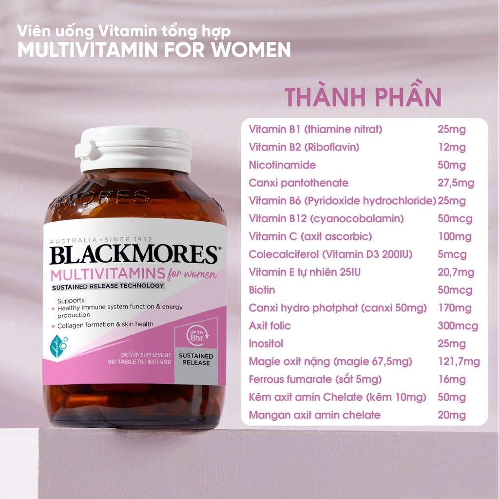Blackmores Multivitamin for Women Vitamin tổng hợp cho nữ Úc (90v)