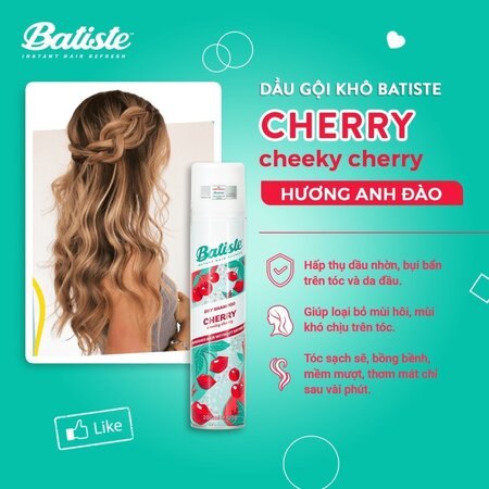 Batiste Dry Shampoo Dầu gội đầu khô Cherry UK (200ml)