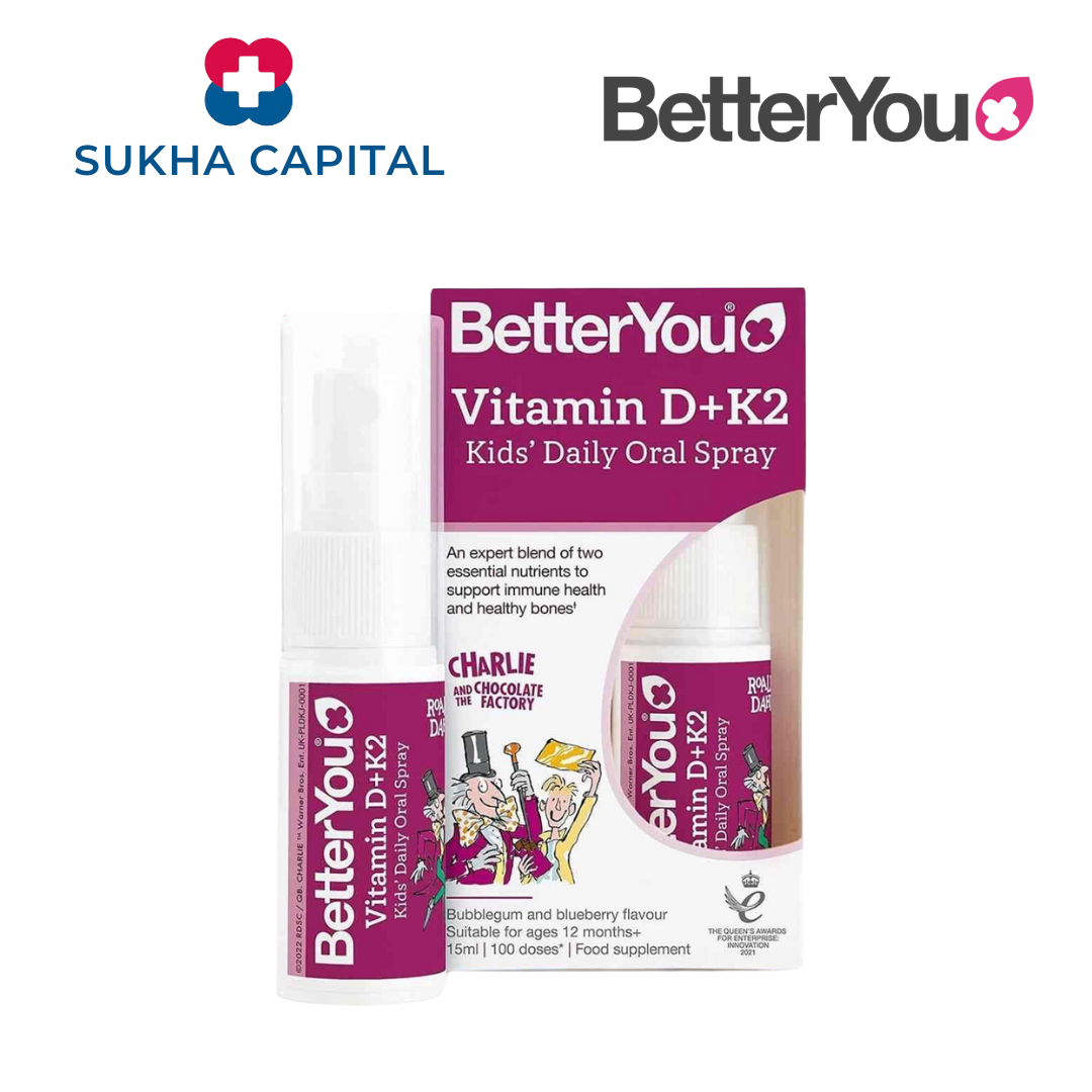 BetterYou Vitamin D+K2 Kids' Daily Oral Spray Vitamin D+K2 dạng xịt, UK (15ml)