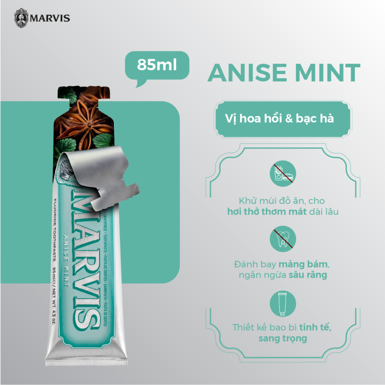 Marvis Whitening Mint Kem đánh răng, Ý (25ml màu xanh ngọc )