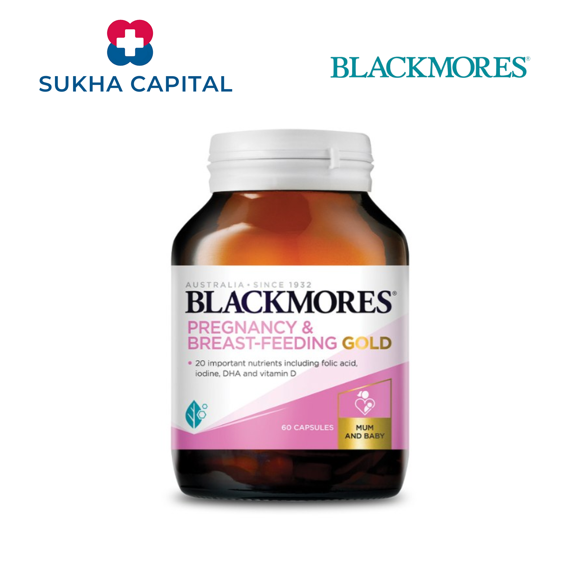Blackmores Pregnancy and Breast-Feeding Gold Vitamin tổng hợp bầu bú Úc (60v lọ thuy tinh)