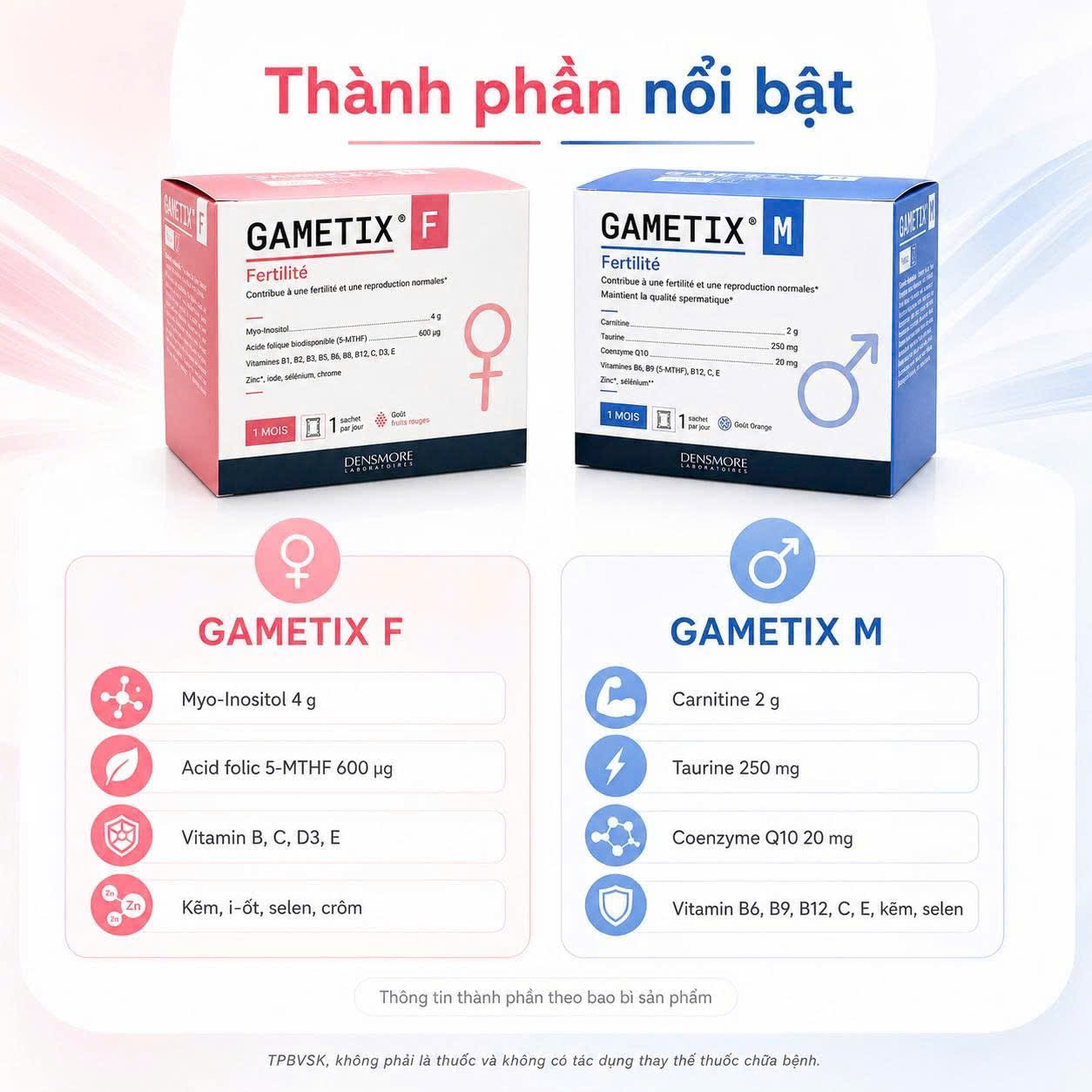 Densmore Gametix F Tăng thụ thai nữ Pháp (30 gói)