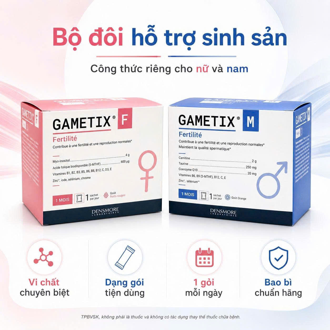 Densmore Gametix M Tăng thụ thai nam Pháp (30 gói)