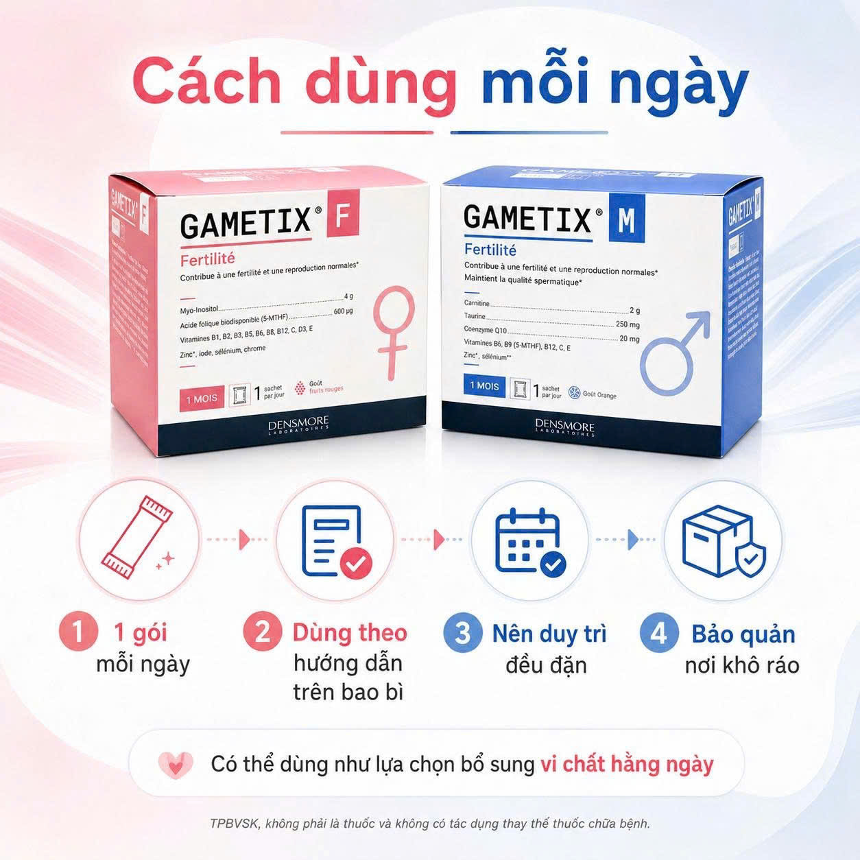 Densmore Gametix M Tăng thụ thai nam Pháp (30 gói)