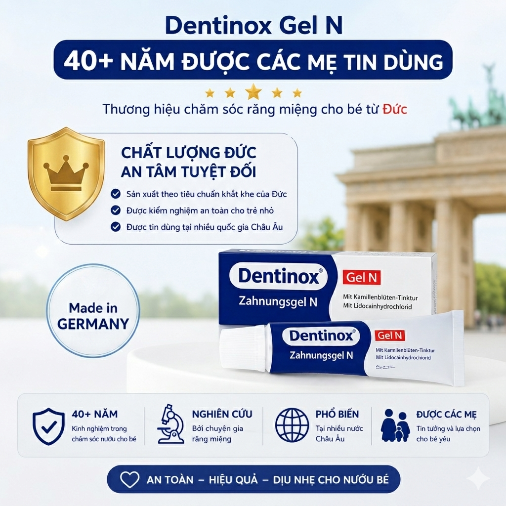 Dentinox-Gel N Zahnungshilfe Gel bôi răng lợi Đức (10g)