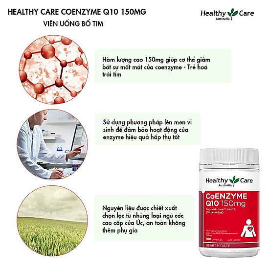 Healthy Care Coenzyme Q10 150mg Bổ tim Úc (100v)