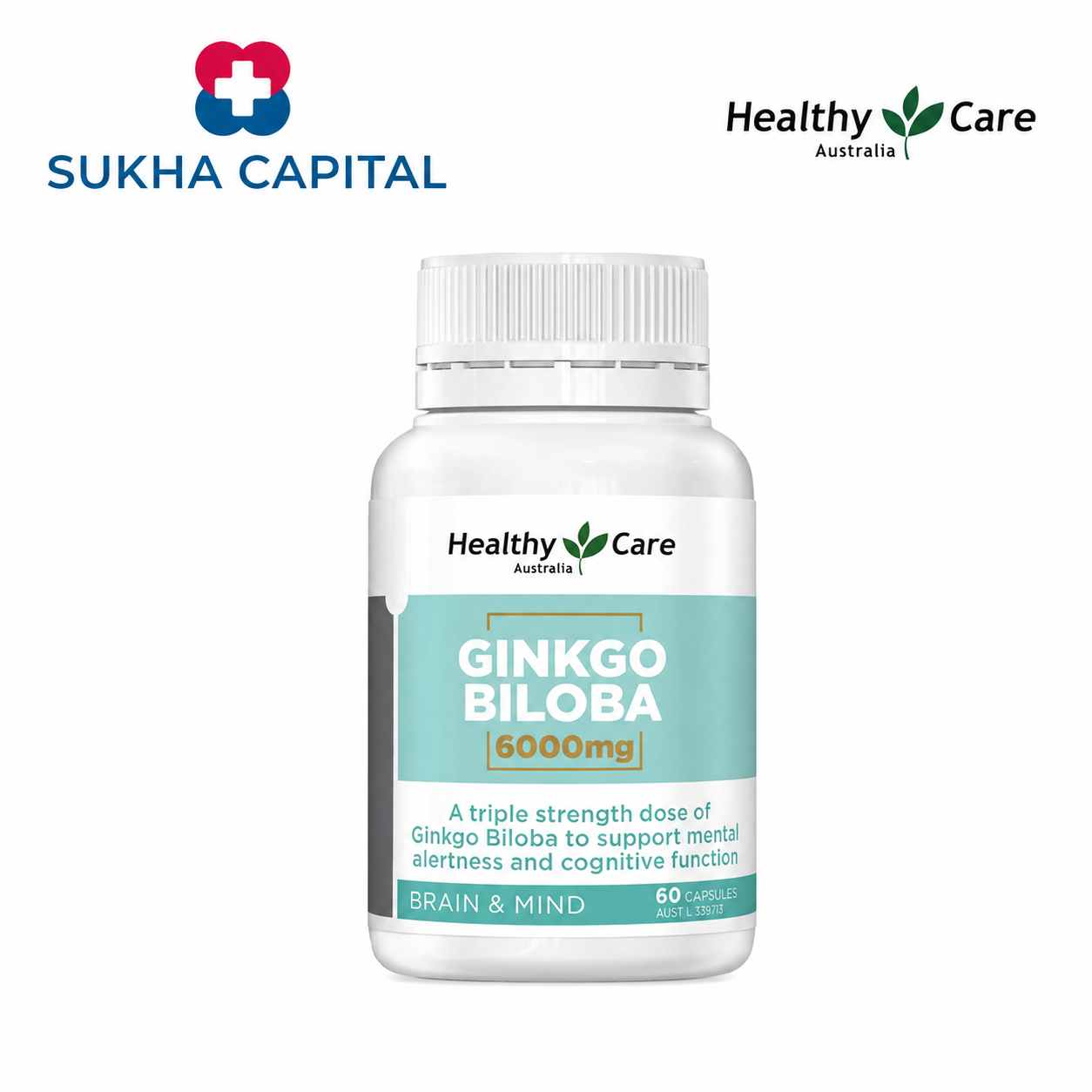 Healthy Care Ginkgo Biloba 6000mg Bổ não bạch quả Úc (60v)