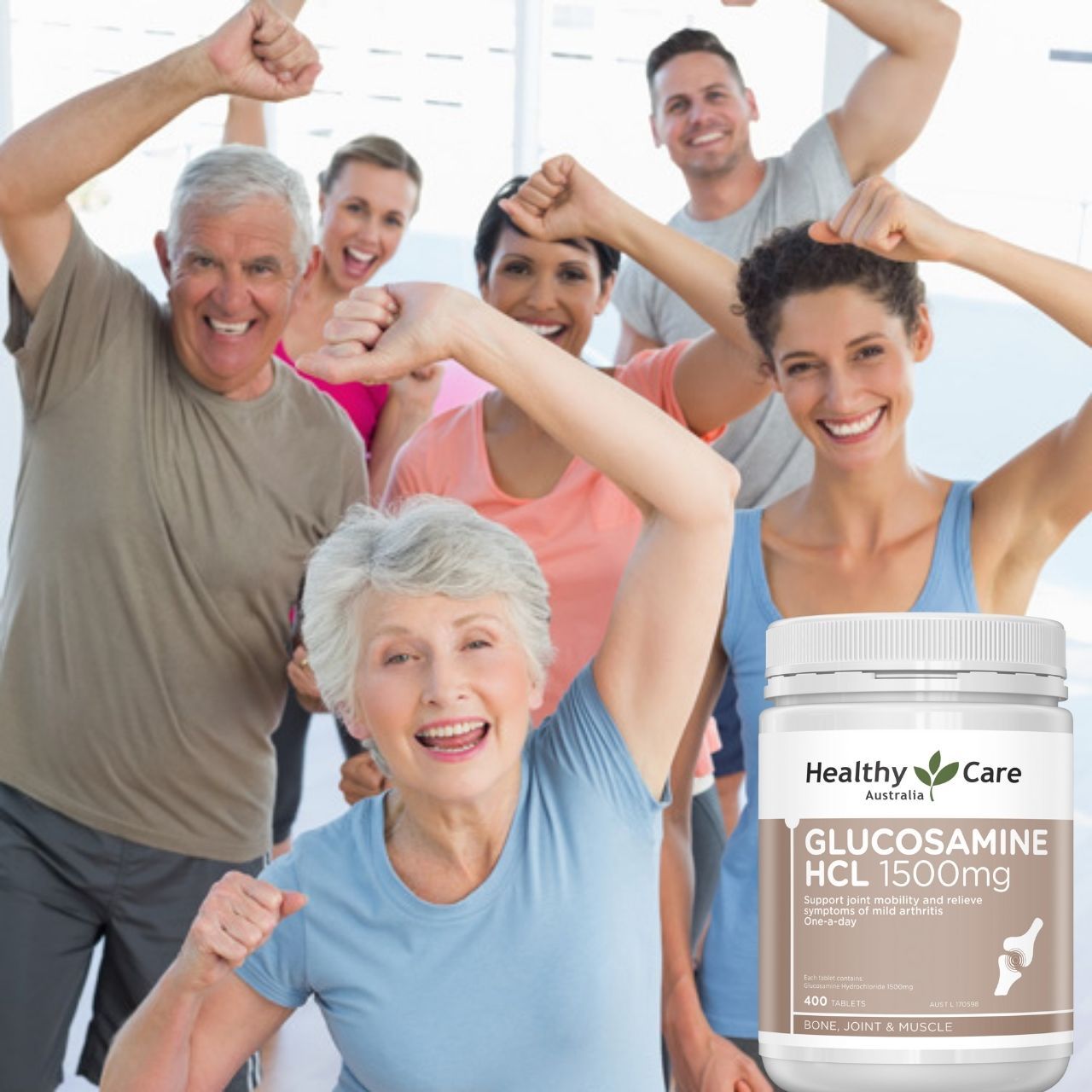 Healthy Care Glucosamine HCL 1500mg Viên uống bổ khớp Úc (400v)