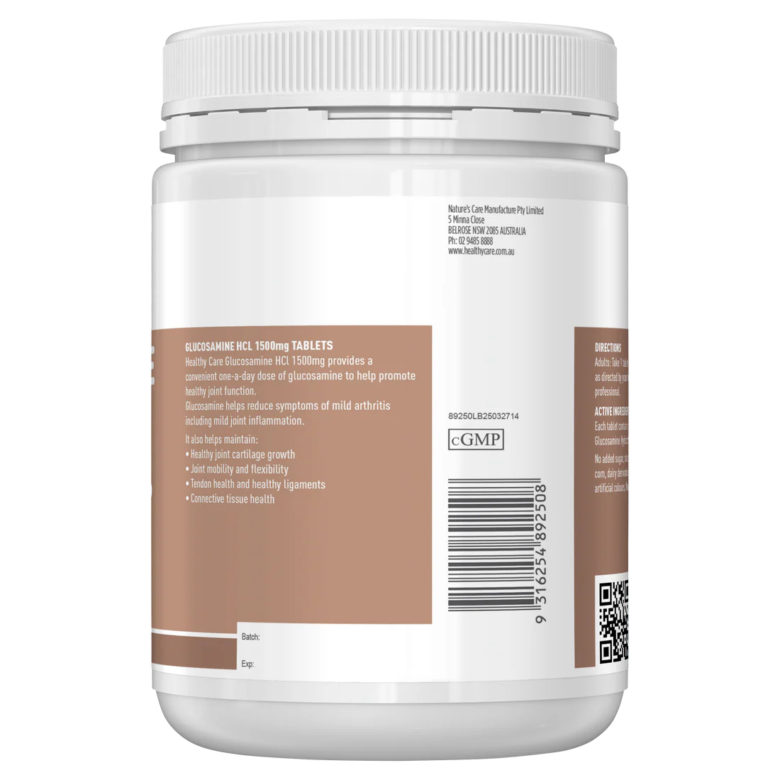 Healthy Care Glucosamine HCL 1500mg Viên uống bổ khớp Úc (400v)