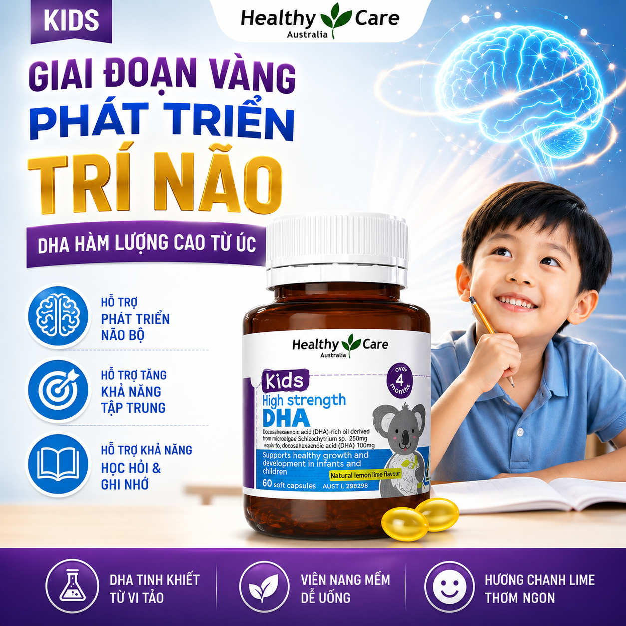 Healthy Care Kids Computer Eyes Chewable Viên bổ mắt Úc (60v)
