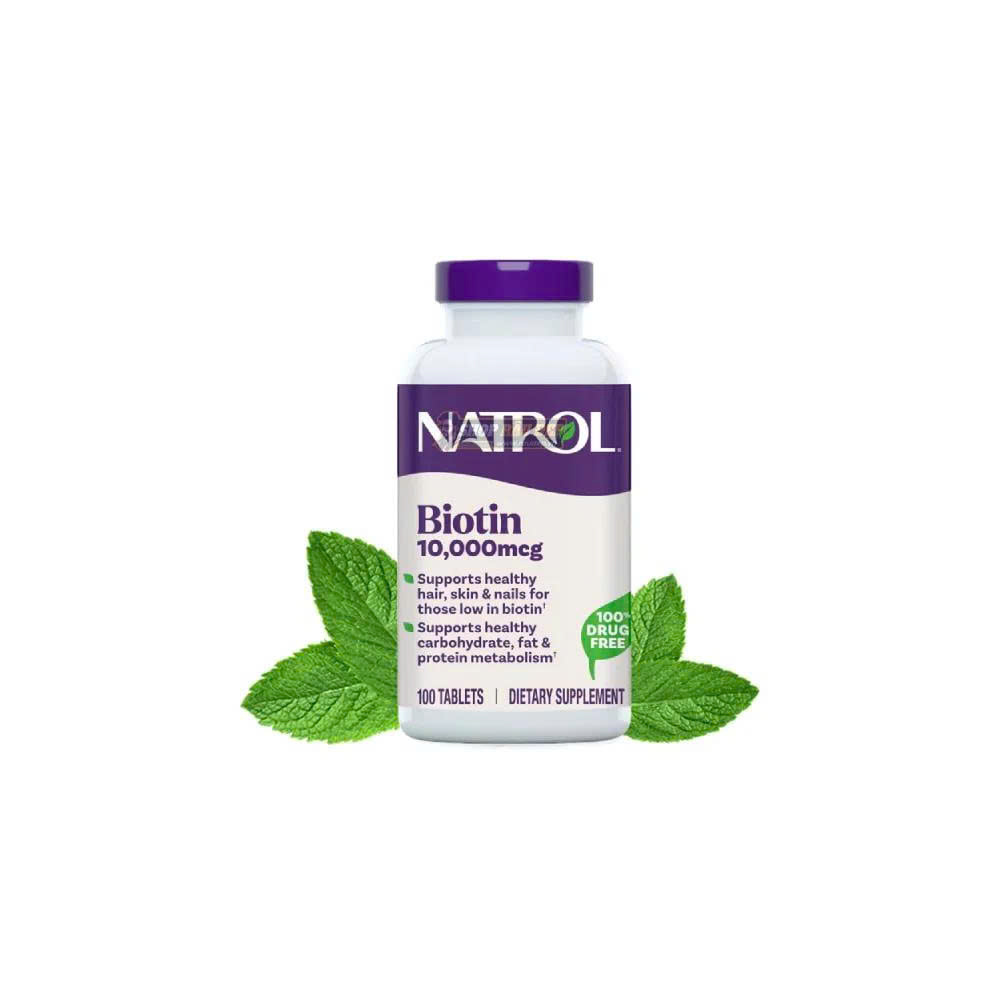 Natrol Biotin Maximum Strength 10000mcg Hỗ trợ mọc tóc Mỹ (100v)