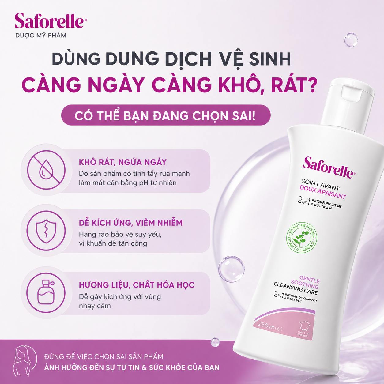Saforelle Dung dịch vệ sinh phụ nữ Pháp (250ml)