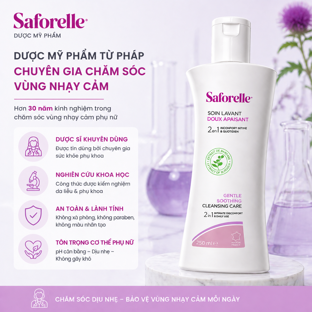 Saforelle Dung dịch vệ sinh phụ nữ Pháp (250ml)
