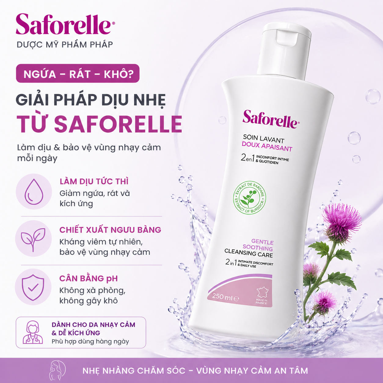 Saforelle Dung dịch vệ sinh phụ nữ Pháp (250ml)